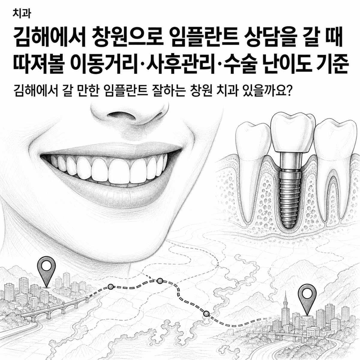 경남 치과 김해에서 창원으로 임플란트 상담을 갈 때 따져볼 이동거리·사후관리·수술 난이도 기준 핵심 정보 이미지