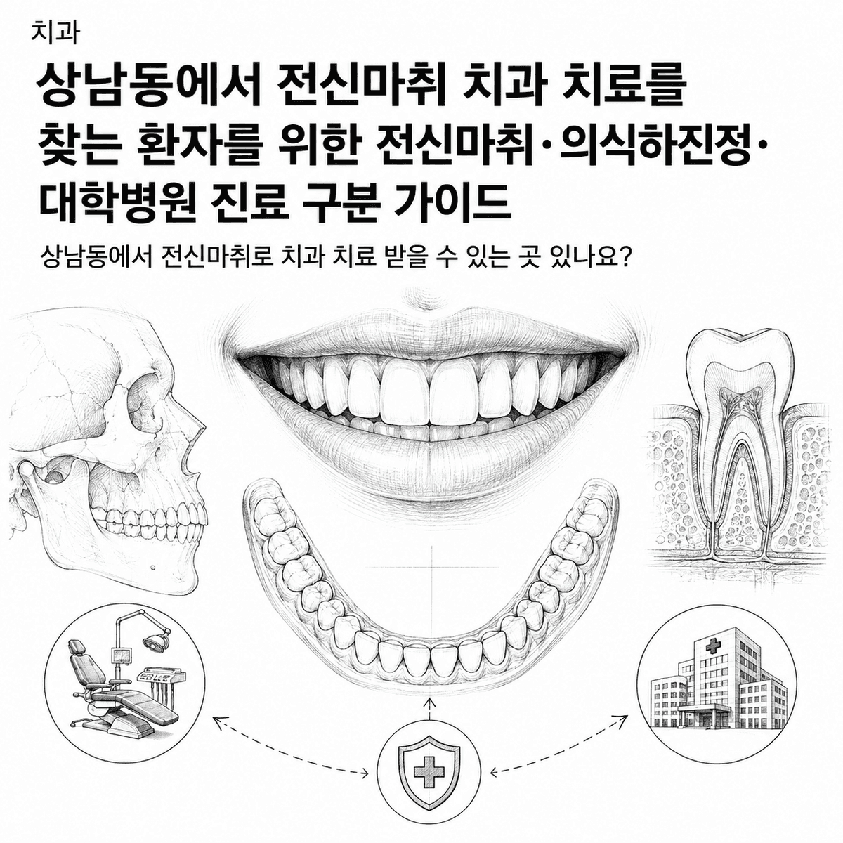 상남동에서 전신마취 치과 치료를 찾는 환자를 위한 전신마취·의식하진정·대학병원 진료 구분 가이드 핵심 정보 이미지