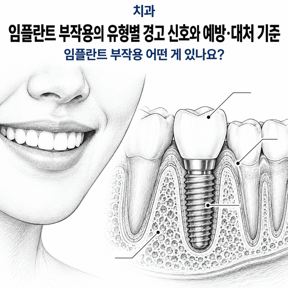 치과 임플란트 부작용의 유형별 경고 신호와 예방·대처 기준 핵심 정보 이미지